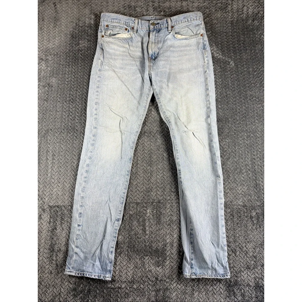 Levi's 510 Jeans Mens 34x32 Blue Light Wash Super Skinny Fit Straight Distressed